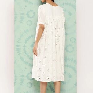 Cotton eyelet flowy white midi dress